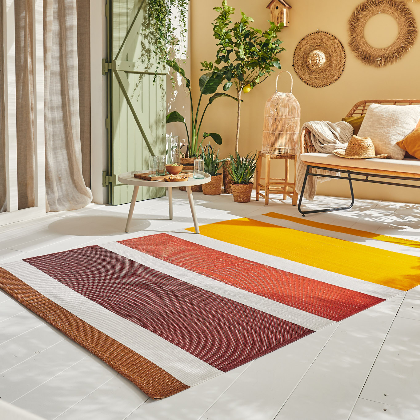 CAPRI - Tapis d'extérieur à motif ligne dégradée - Multi