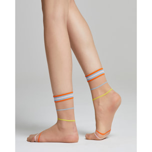 Calzino velato Tulipano con righe e polsino colorati