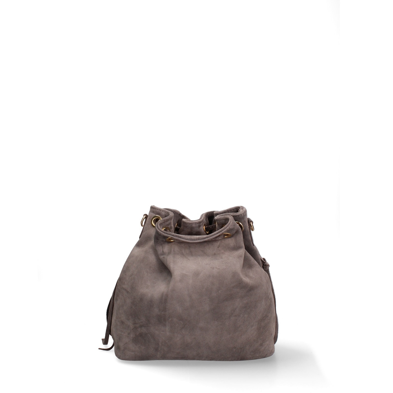 Borsa a secchiello da donna Made in Italy - Modello Umbria Plus - Pelle scamosciata - 25.0 x 22.0 x 13.0 cm