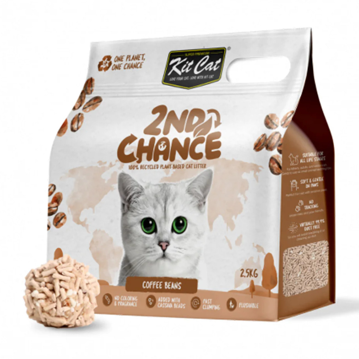 Kit Cat Arena Eco 2nd Chance - Coffee Beans (Natural) 2,5 Kg Semillas de Café , Guisante y Yuca