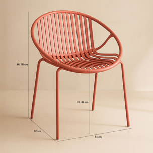 Lot de 4 fauteuils de table brique en polypropylène et métal  CALYPSO