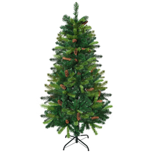 Sapin de Noël artificiel aspect réaliste Ø 60 x 150H cm 24 pommes de pin 360 branches imitation Nordmann