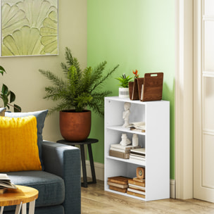 Librería de 3 Niveles Estantería de Libros con 2 Estantes Ajustables para Sala de Estar Oficina Dormitorio 60x24x80 cm Blanco