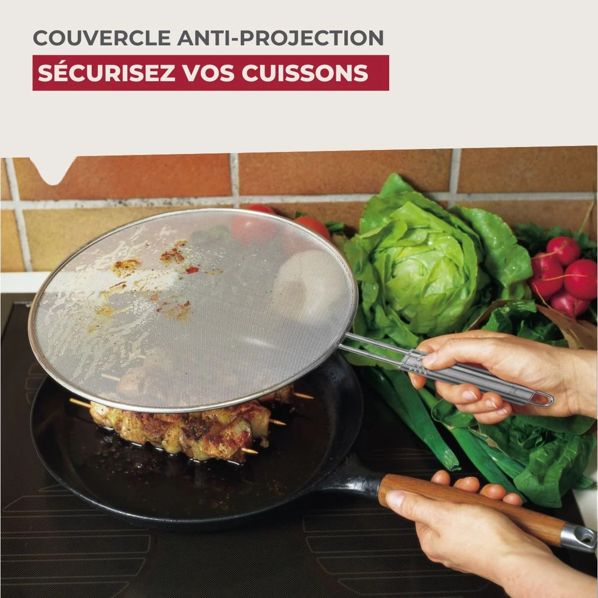 Set de 2 couvercles de cuisine 29/29 cm en acier inoxydable avec 2 ustensiles Fackelmann Basic