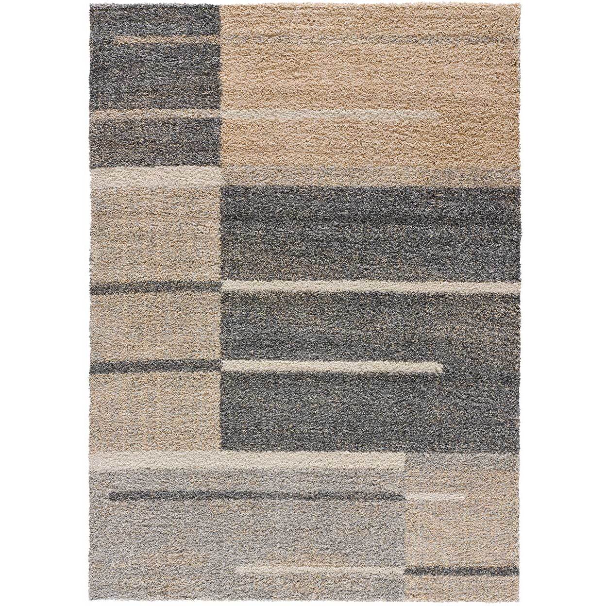 IRATI Alfombra geométrica de pelo largo beige, varias medidas disponibles.