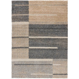 IRATI Alfombra geométrica de pelo largo beige, varias medidas disponibles.