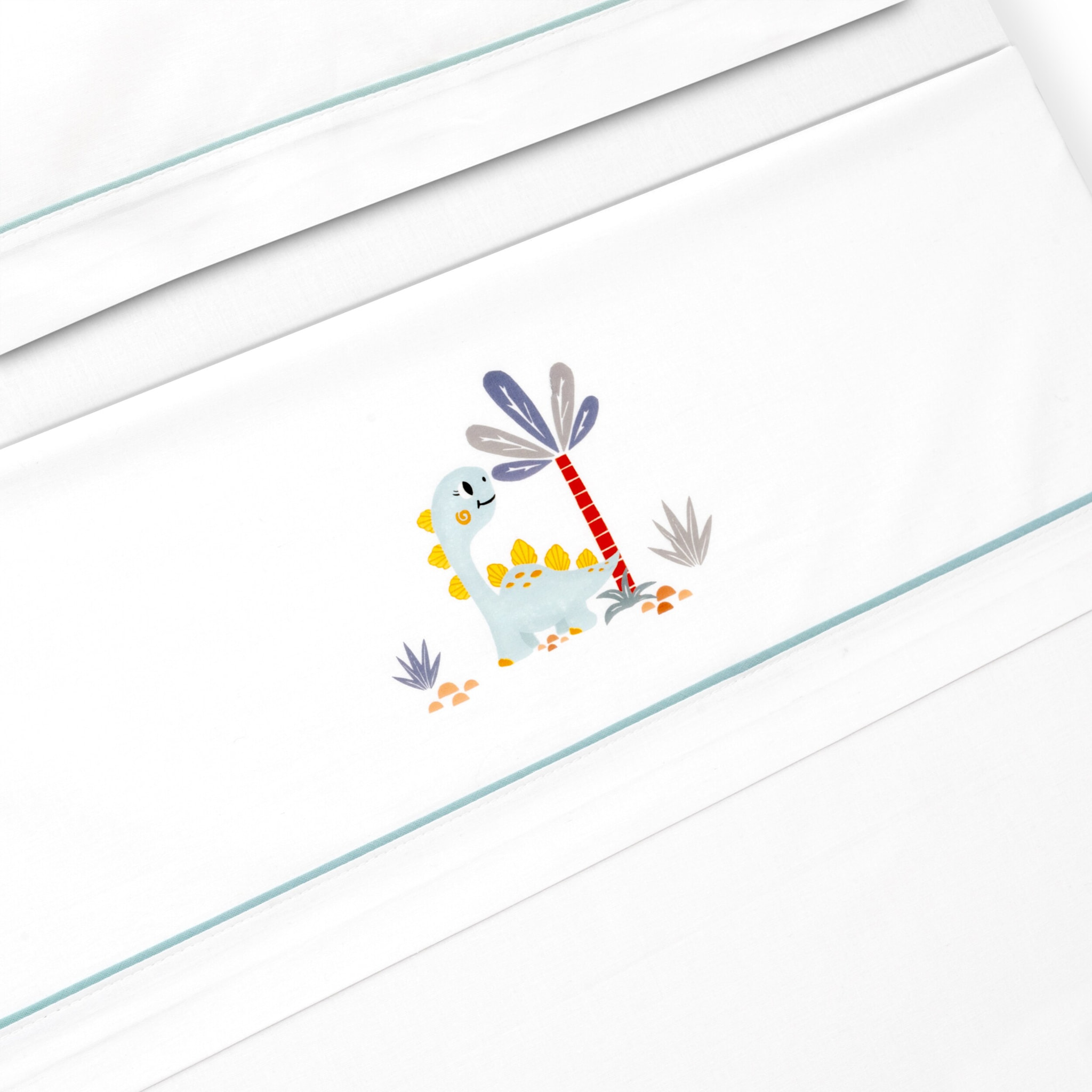 Triptico Minicuna Estampado Dinosaurio Palmera Bco/Verde