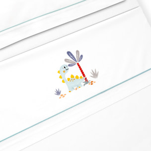 Triptico Minicuna Estampado Dinosaurio Palmera Bco/Verde