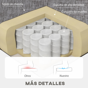 Sofá Chaise Longue Reversible, Sofá de 3 Plazas en Forma de L, Tapizado en Chenilla, Asiento y Respaldo Acolchados, Estructura de Acero, 186x130x84 cm, Gris Oscuro