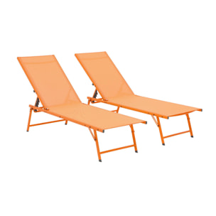Bain de soleil acier textilène multi positions (lot de 2) TROPEA