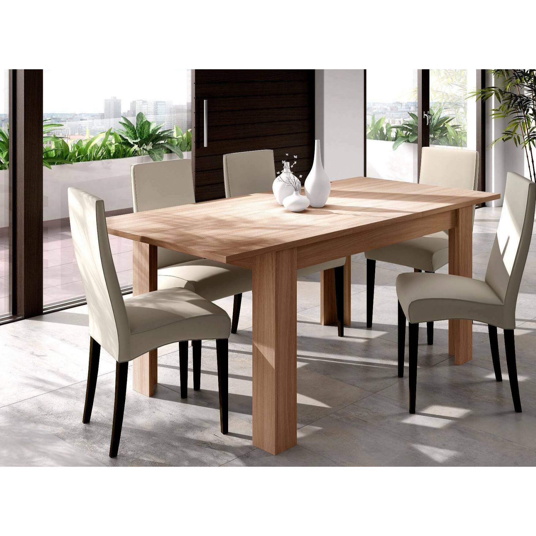 Tavolo allungabile Midland, Tavolo per sala da pranzo allungabile, Tavolo da pranzo estensibile con allunga, cm 140/190x90h78, Rovere