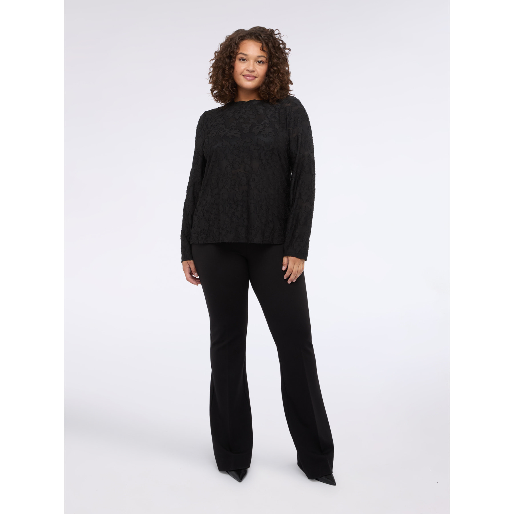 Fiorella Rubino - T-shirt in pizzo con motivo floreale - Nero