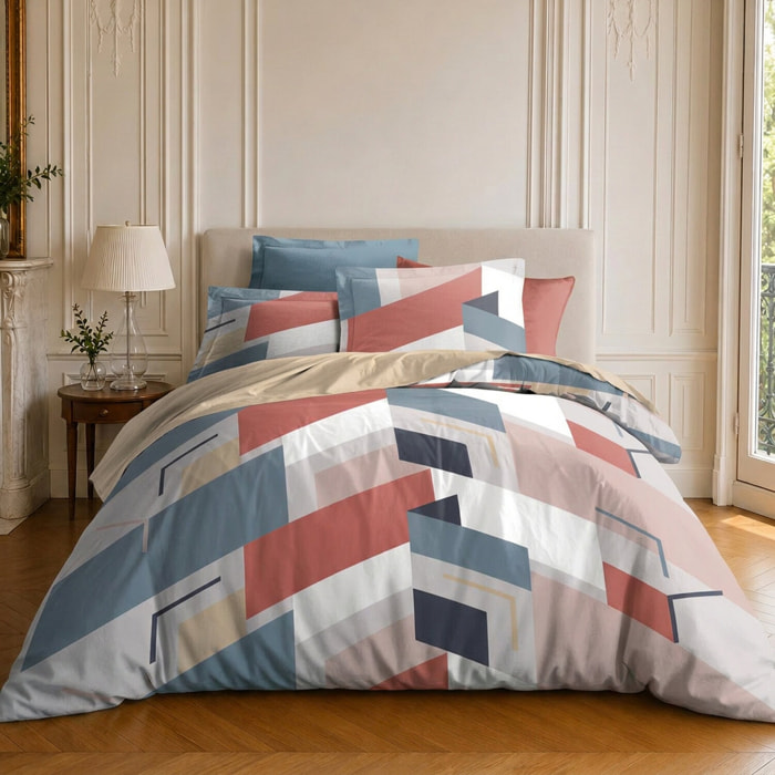 Parure housse de couette 100% microfibre motif géométrique - PEPITE