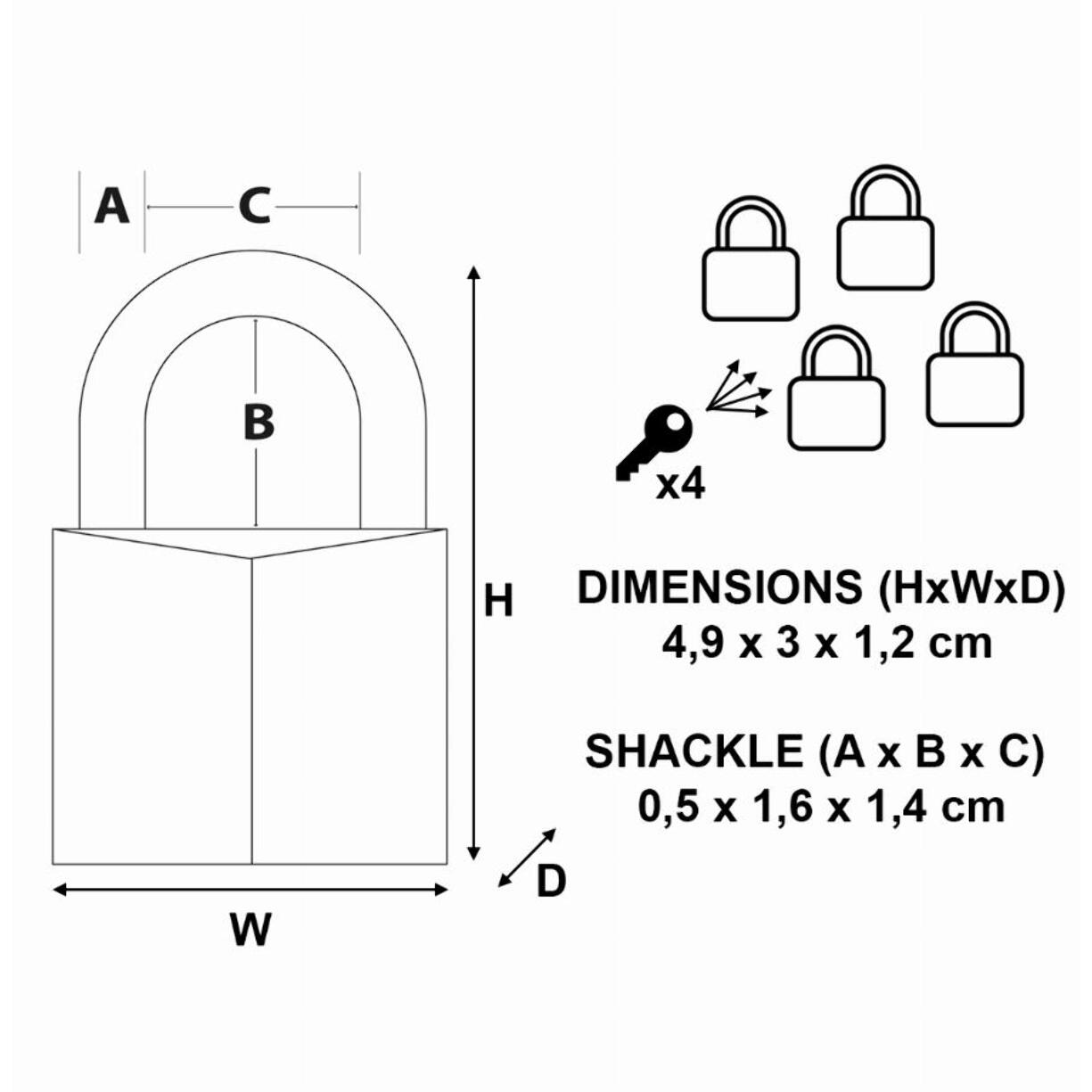 Cadenas en laiton massif MASTERLOCK 30 mm - Lot de 4 - 130EURQNOP