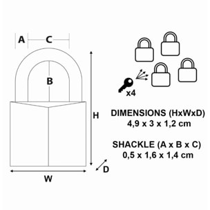 Cadenas en laiton massif MASTERLOCK 30 mm - Lot de 4 - 130EURQNOP