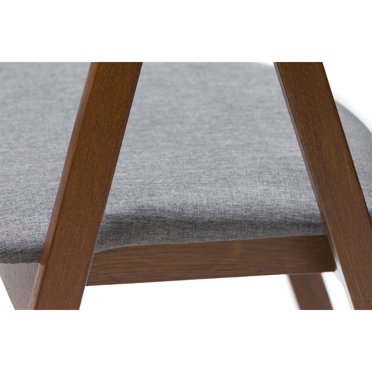 Chaises vintage empilables en bois teinté noyer et tissu gris (lot de 2) LOVA