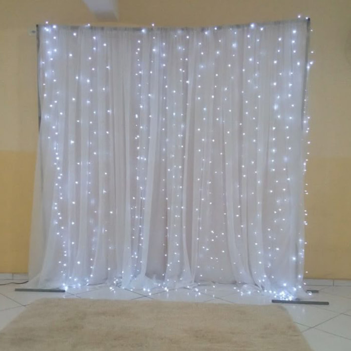 conjunto de luces de cortina con 400 luces led blanco con control remoto de 20 cuerdas