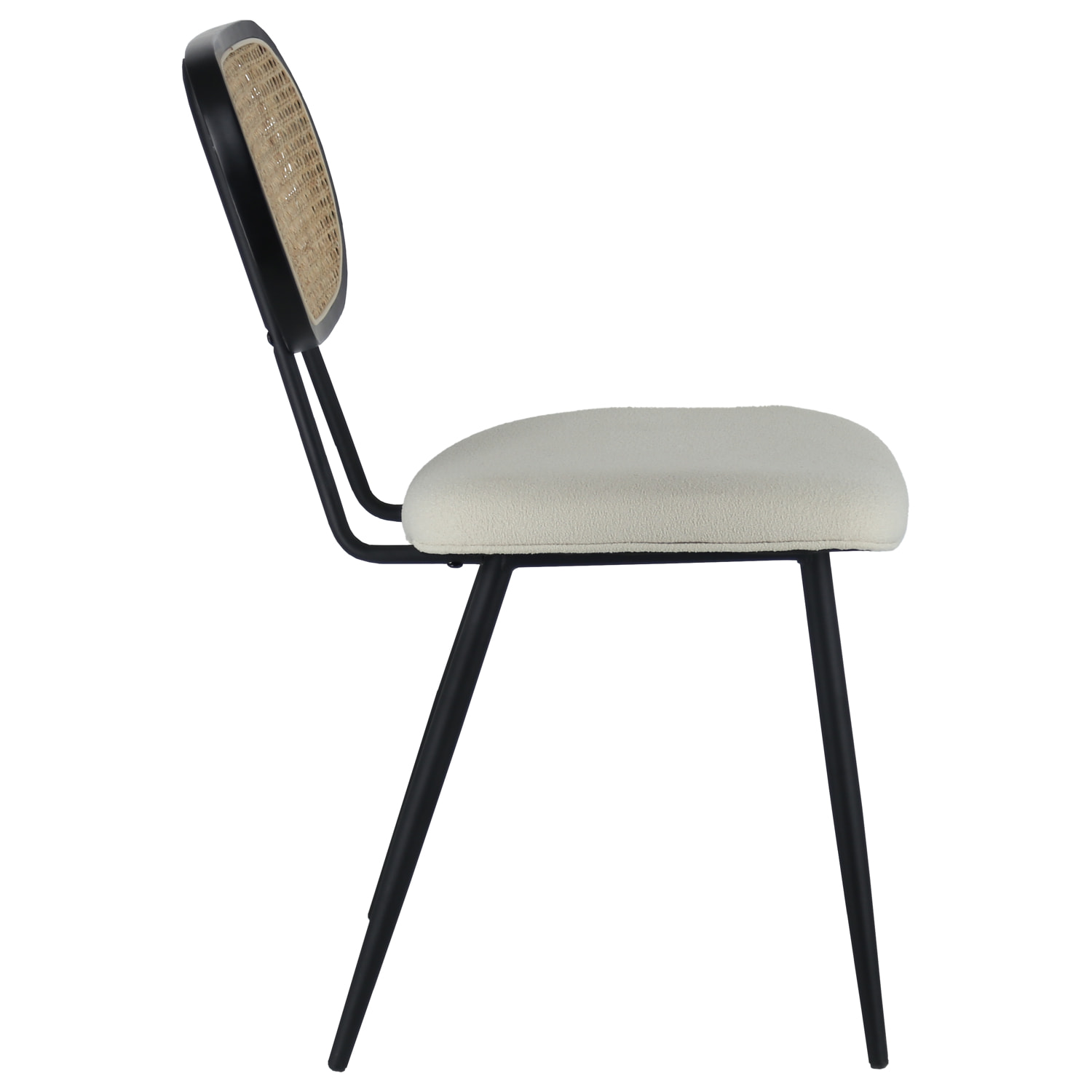 Lot de 2 chaises en cannage et tissu boucle écru ELENA