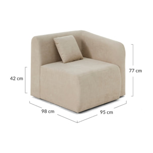 Ikare - module d'assise d'angle droit - en tissu - Taupe