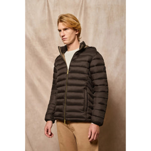 Chaqueta ultralight marrón Corey de capucha extraíble y bordado PC
