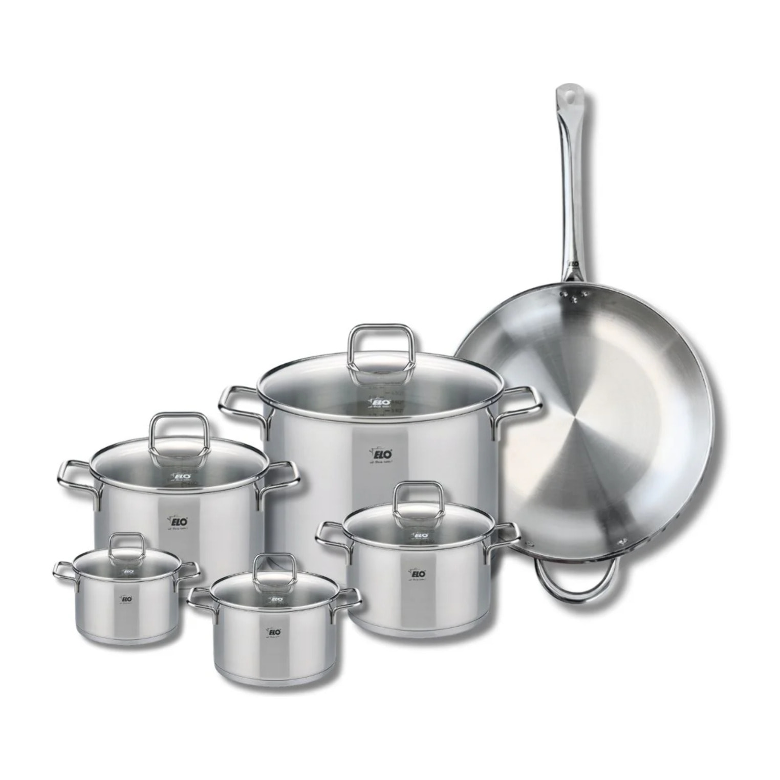 Set de 1 Poêle de cuisson et 5 faitouts Elo Profi Citrin