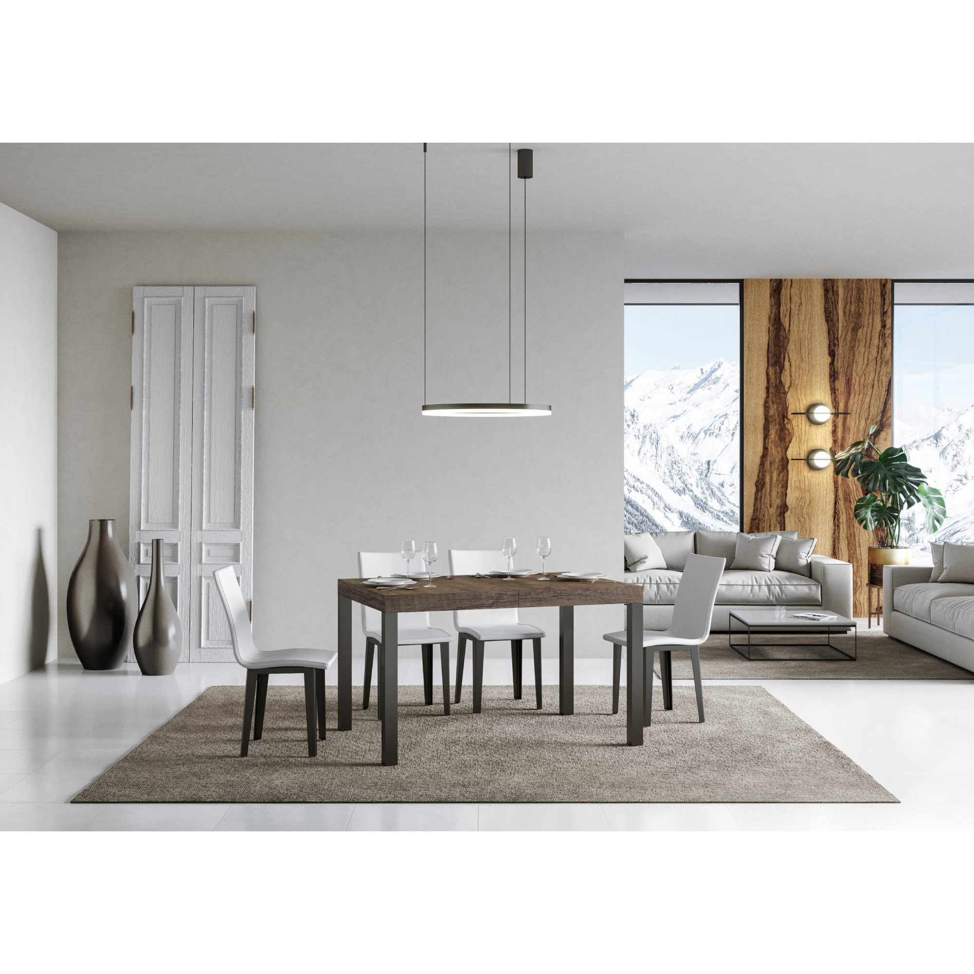 Mesa extensible 80x140/224 cm Everyday Nogal estructura Antracita