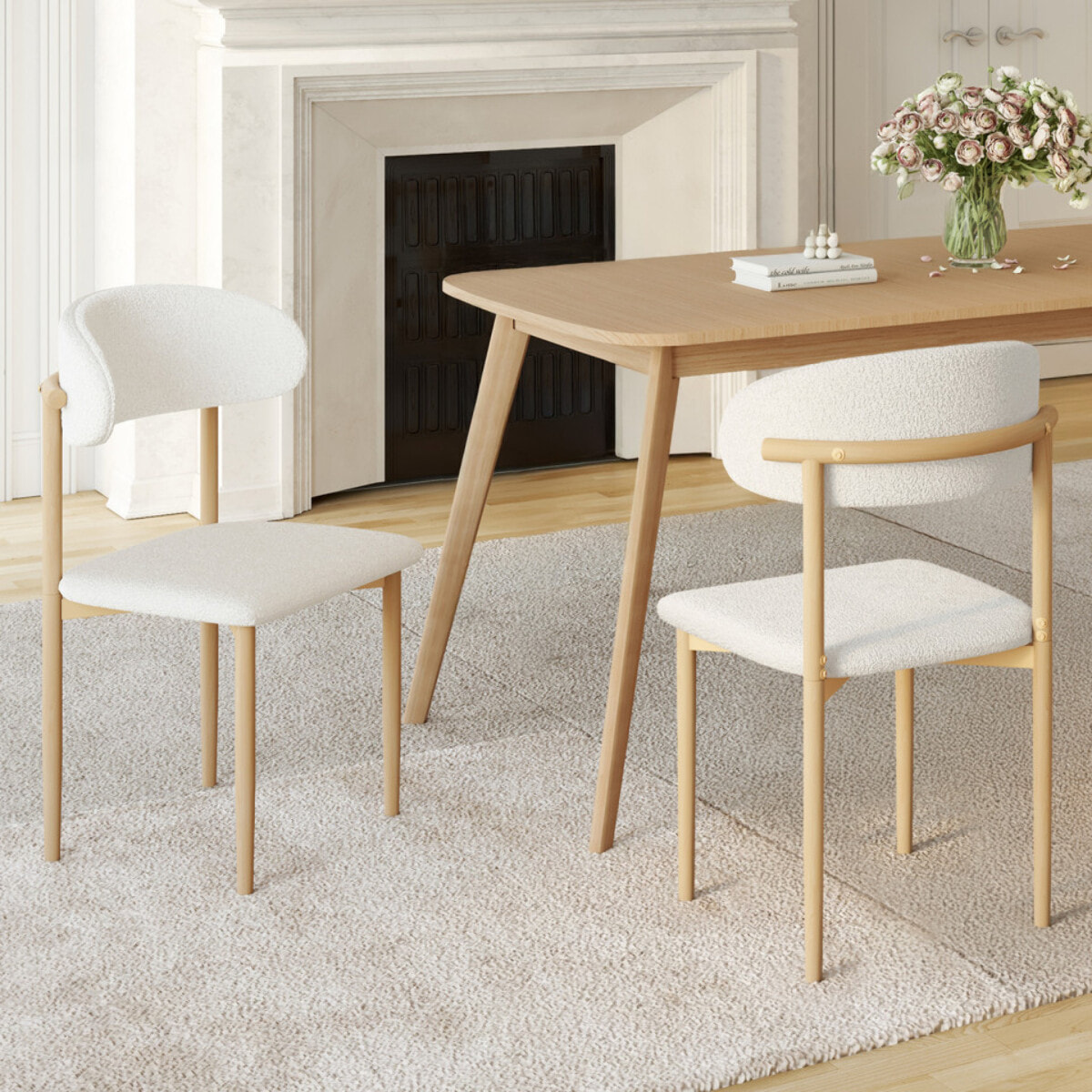 Chaises Callisto en bouclette et pieds métal - lot de 6