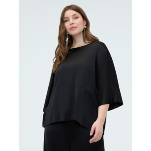 Fiorella Rubino - Blusa de raso con escote barco - Negro