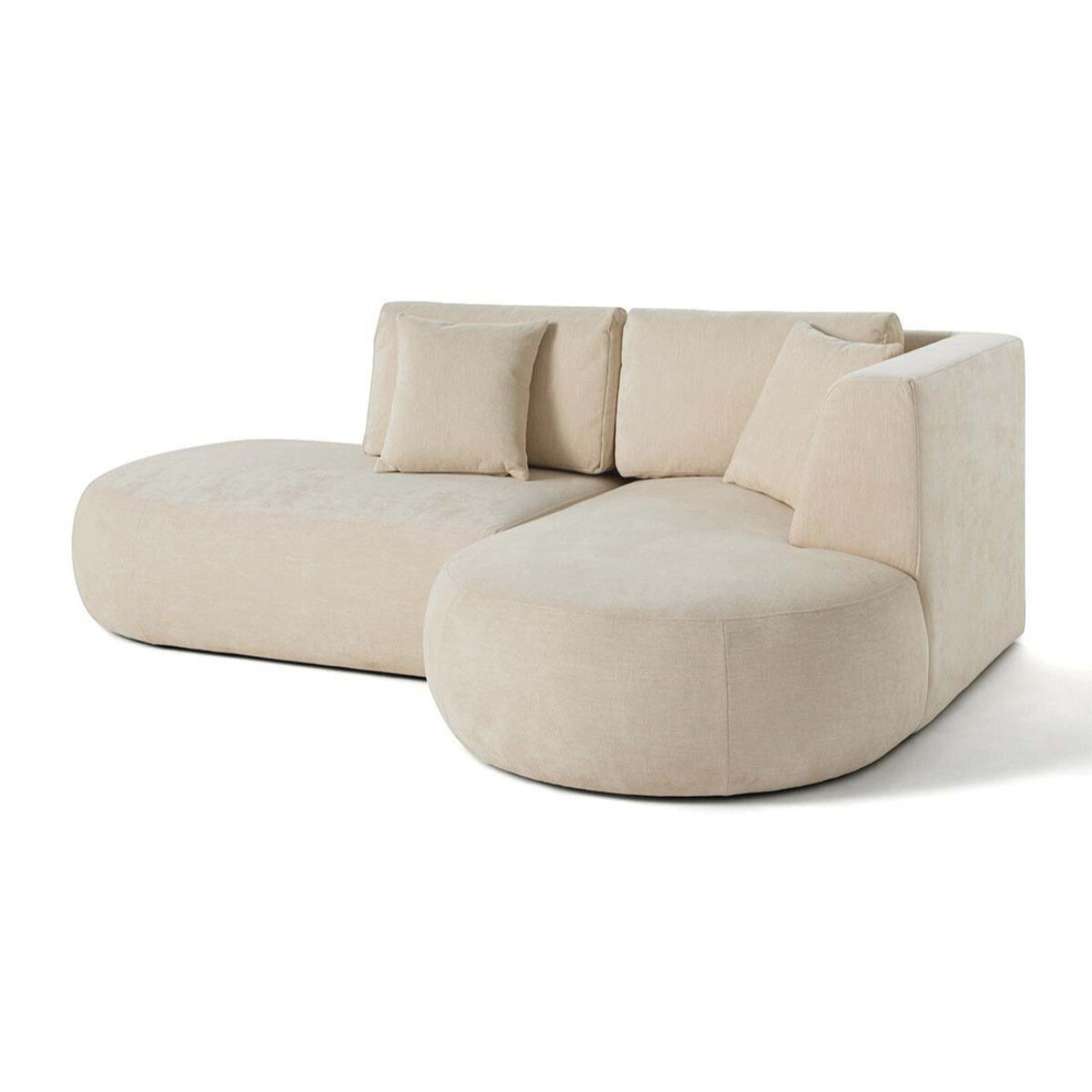 Santorini - canapé modulable d'angle droit + pouf - 4 places - en tissu texturé - Beige
