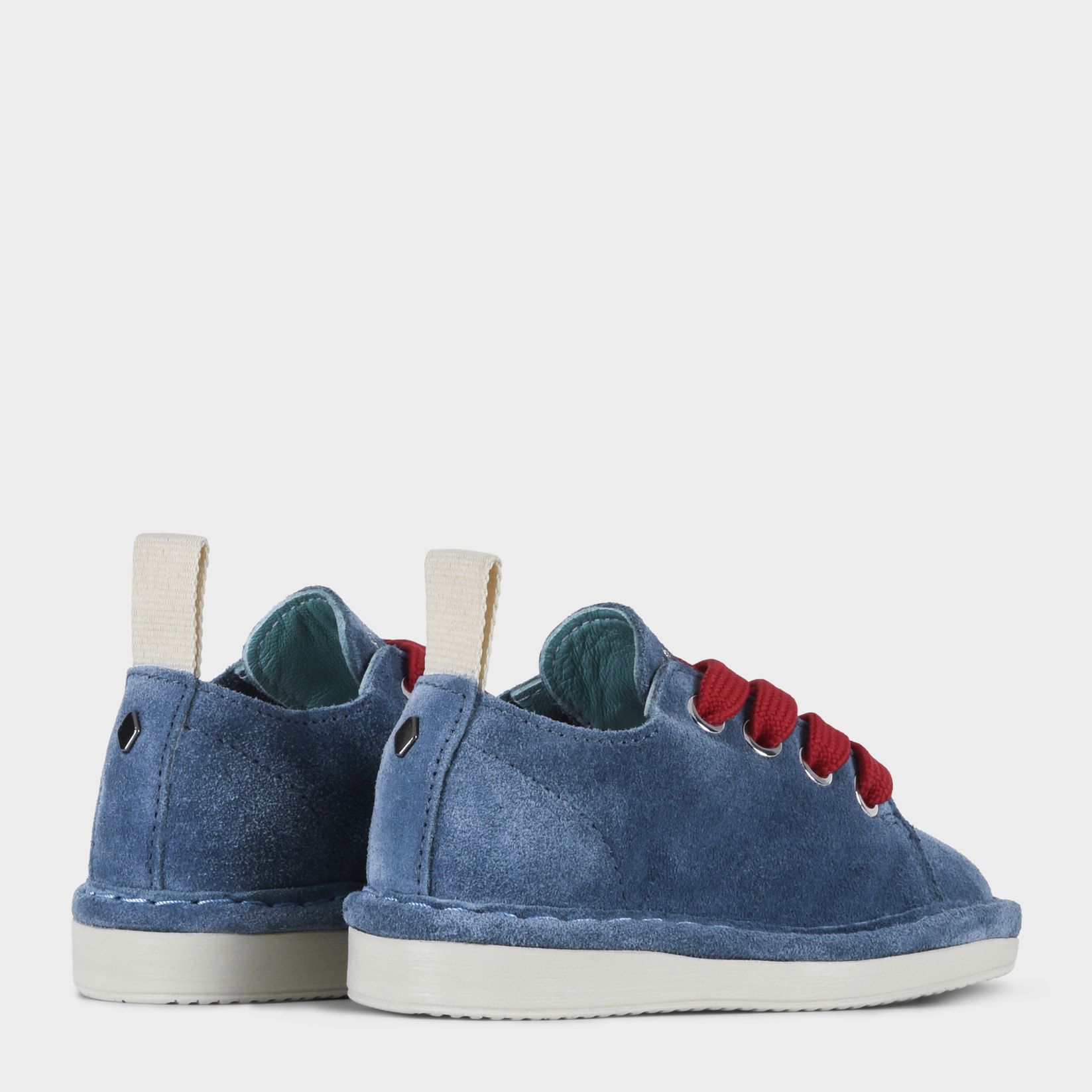 SCARPA ALLACCIATA P01 BIMBO IN SUEDE BLUE-ROSSO