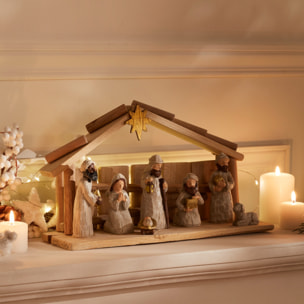 Crèche de Noël avec 7 santons 30x18cm résine