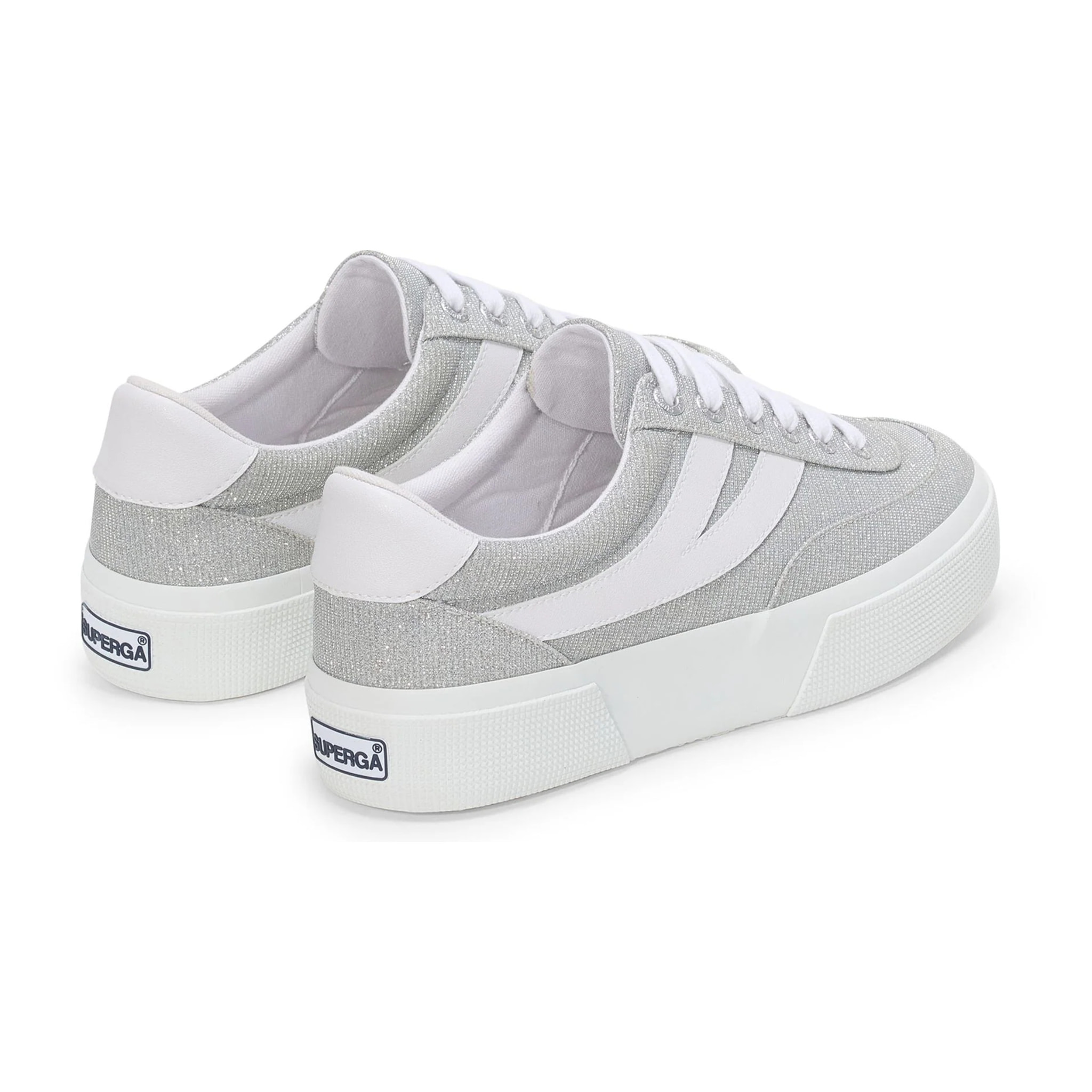 Superga - Zapatos de mujer Mujer Gris - 3740 Platform Jersey Lame Blocks Leggera