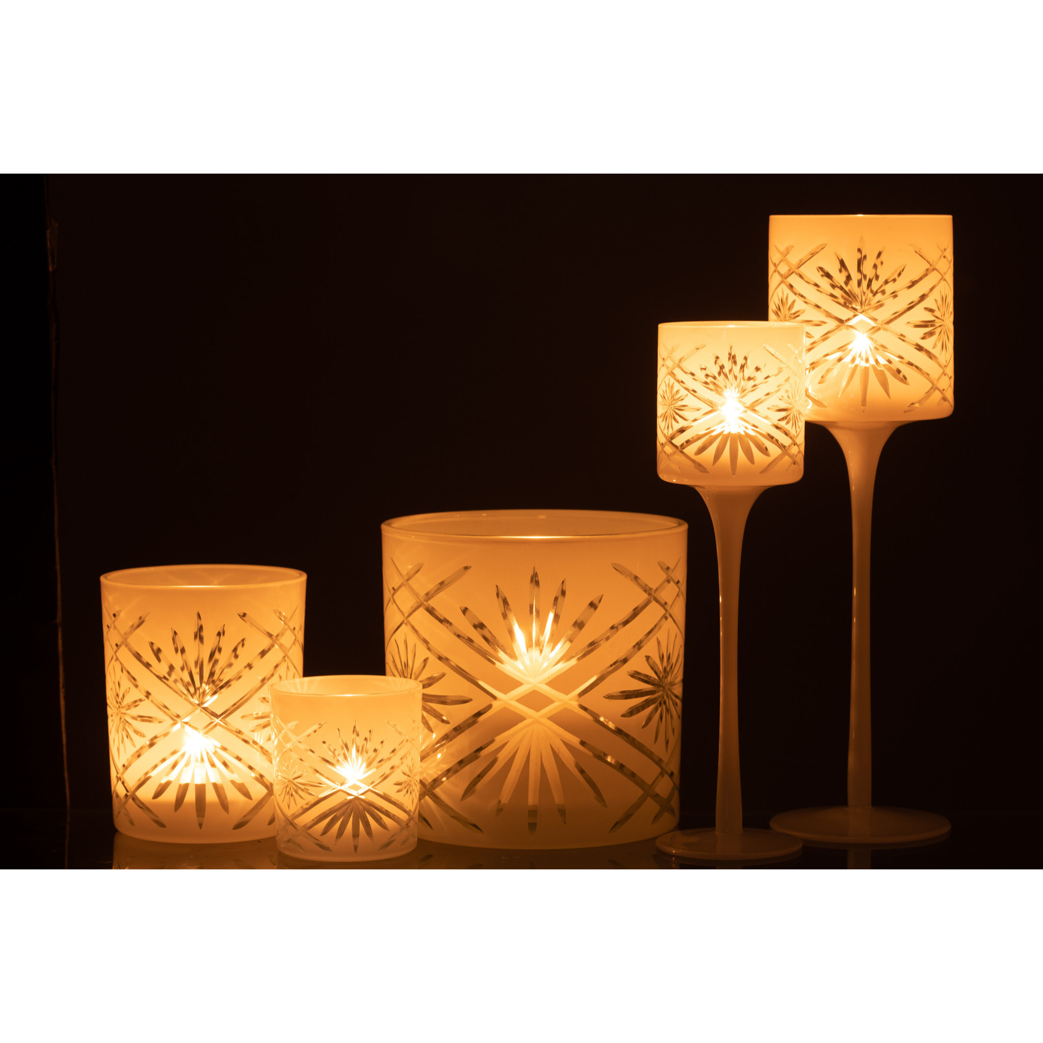 J-Line photophore sur Pied Santorini - verre - blanc - large