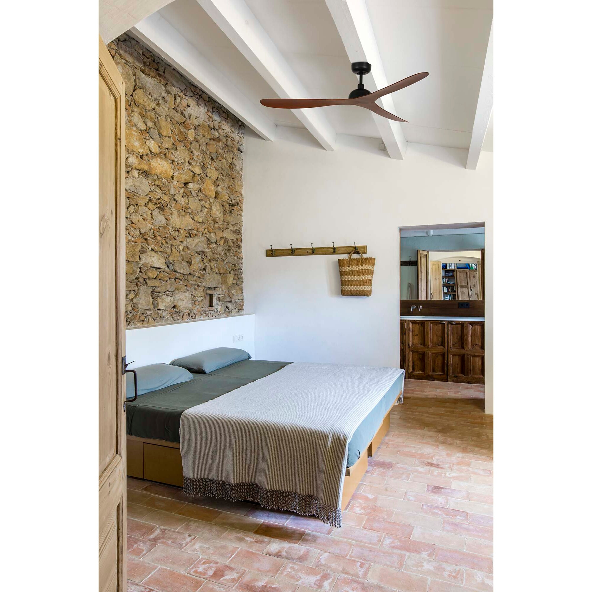 GOTLAND L Ventilateur de plafond noir/noyer TUYA