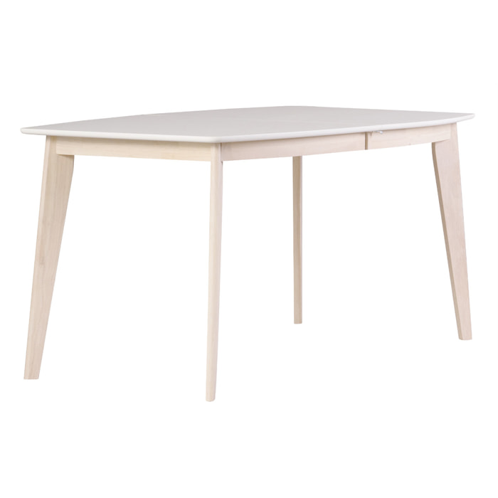 Table à manger extensible scandinave blanc et bois clair L150-200 cm LEENA