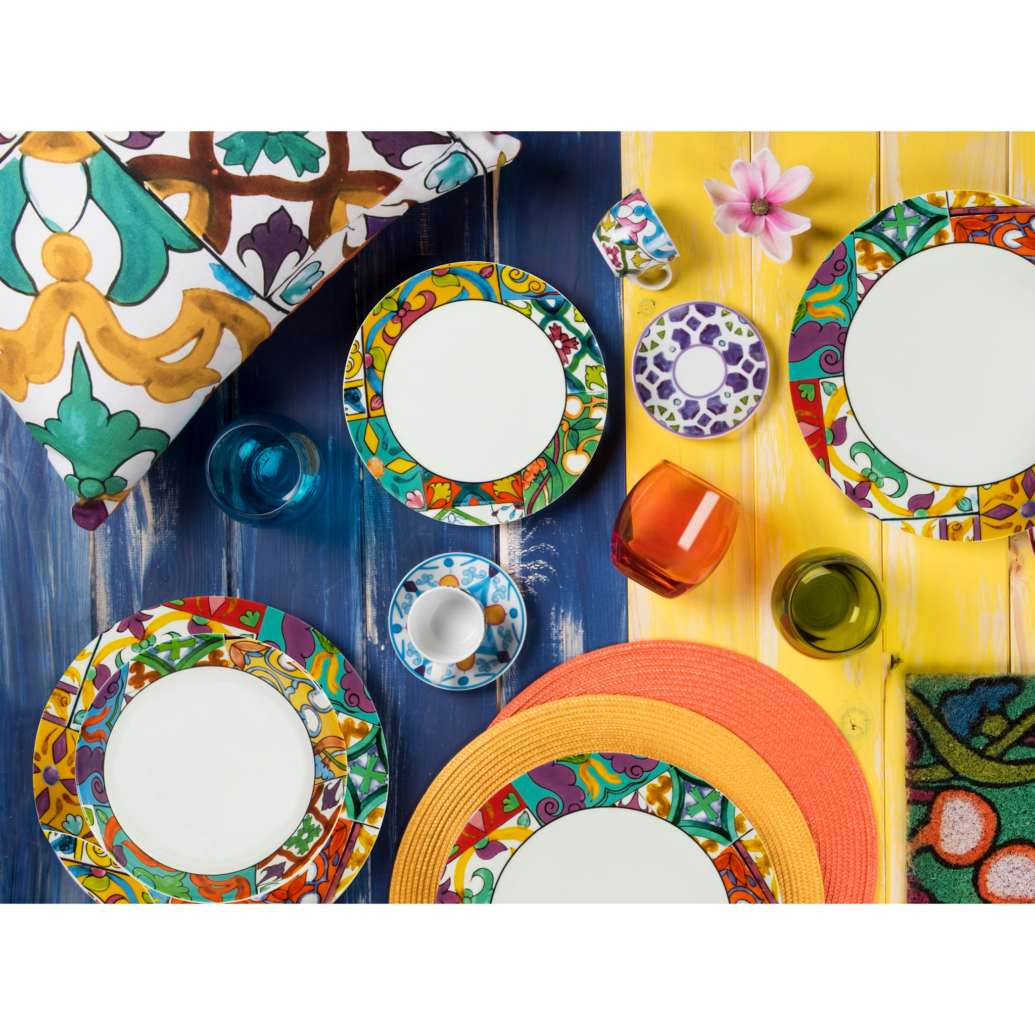 Service assiettes 12 pièces Excelsa – Belem, Porcelaine Multicolore