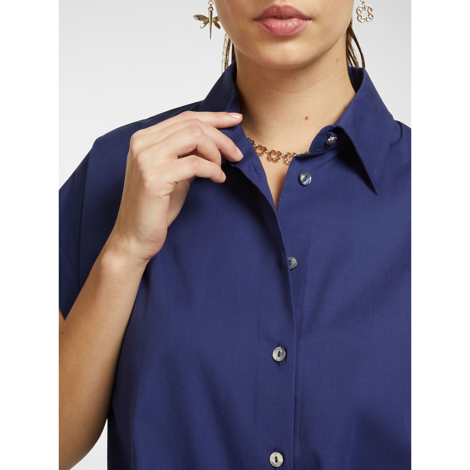 Elena Mirò - Camisa de algodón de verano. - Azul