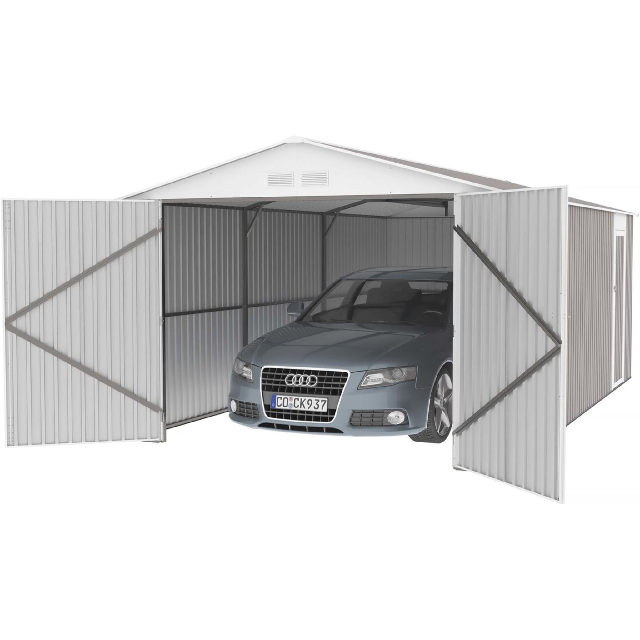 Garage métal "Nevada" - 15,36m² avec gouttière