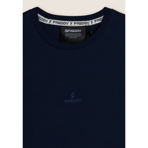 Completo sportivo in cotone con top smanicato e bermuda