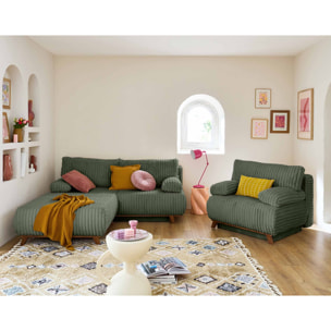 Cristal - fauteuil - convertible avec coffre - en fausse fourrure côtelée - Vert