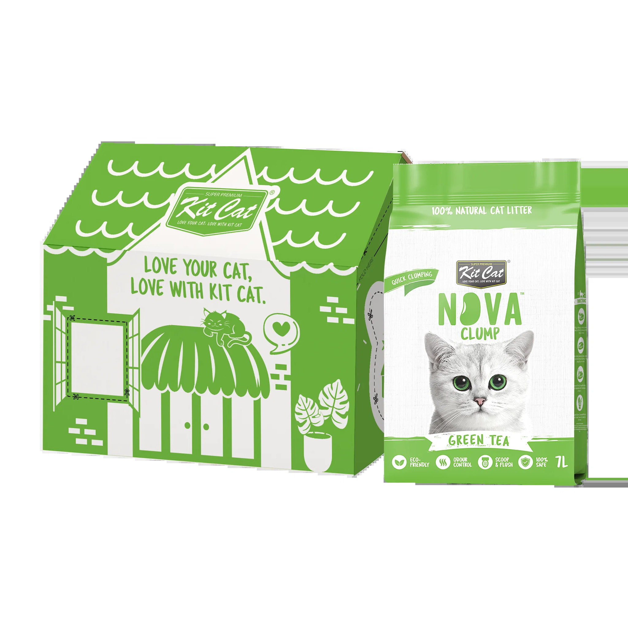 Kit Cat Arena Eco Nova - Green Tea 7 L Arena para gatos