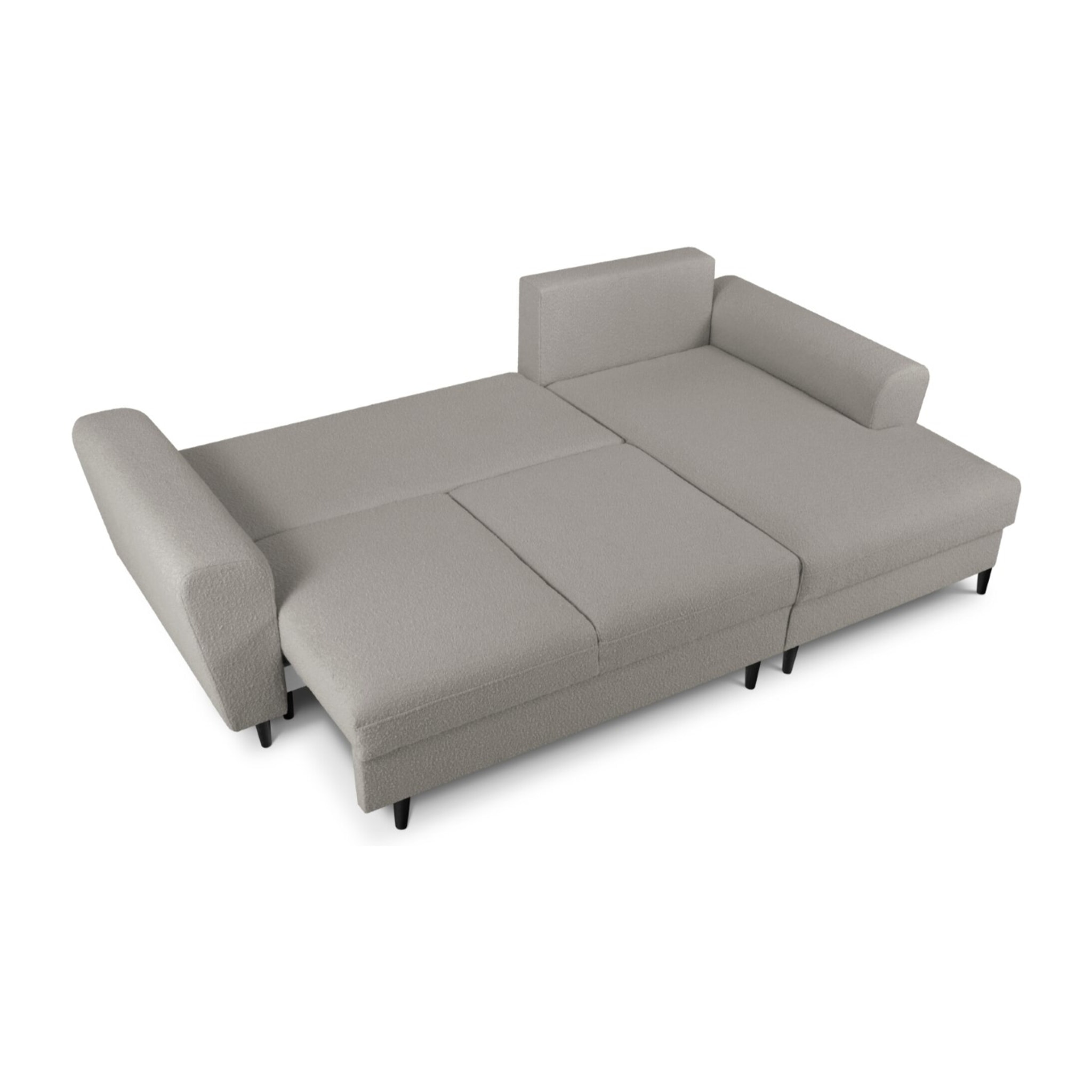 Canapé d'angle droit convertible avec coffre de rangement "Kyoto" 4 places en bouclé gris