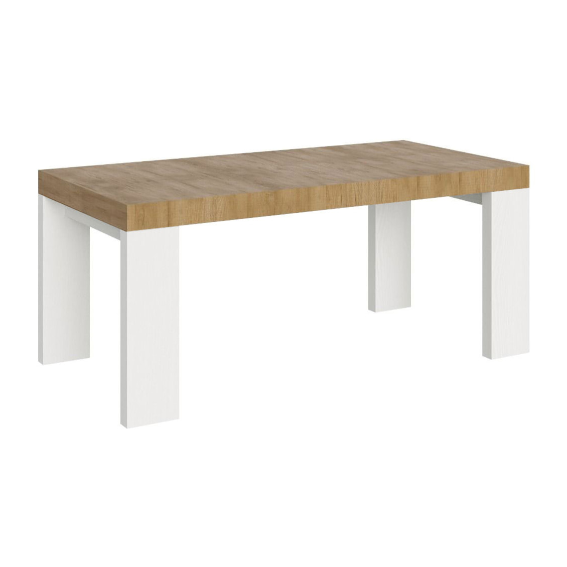 Tavolo allungabile 90x180/284 cm Roxell Mix piano Quercia Natura - gambe Bianco Frassino