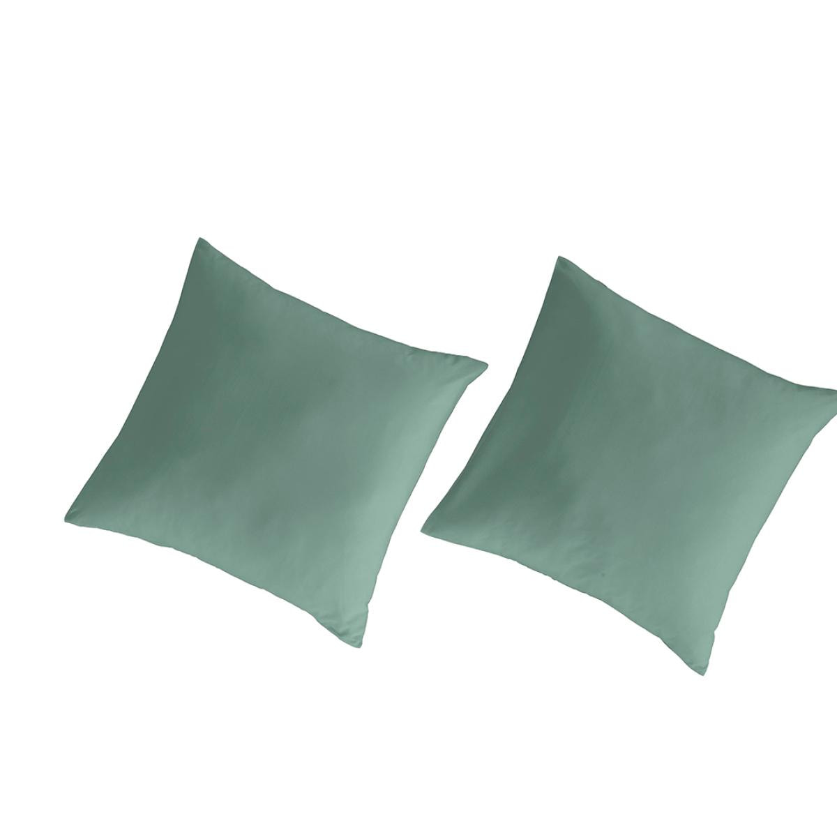 2 Fundas de almohada 100% percal de algodón orgánico LISO 80x80 cm - verde claro