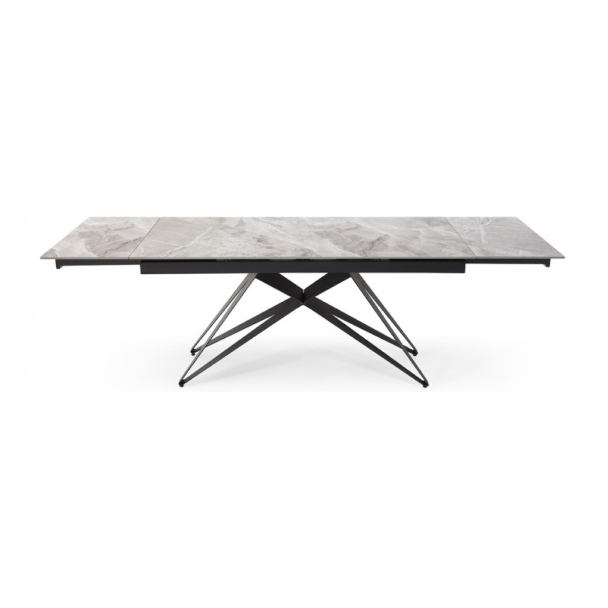 Table extensible en céramique gris brillant L160/240cm - 9 piètements - UNIK