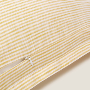 Funda cojín algodón rayas efecto lino Felinas color amarillo
