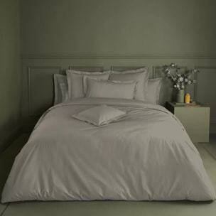 Drap housse duo percale de coton uni brun Olana pin