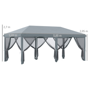 Carpa Plegable Pop-Up Gazebo 6x3 m Cenador Plegable con 6 Paredes Laterales de Malla Anti-UV y Bolsa de Transporte para Camping Fiestas Gris