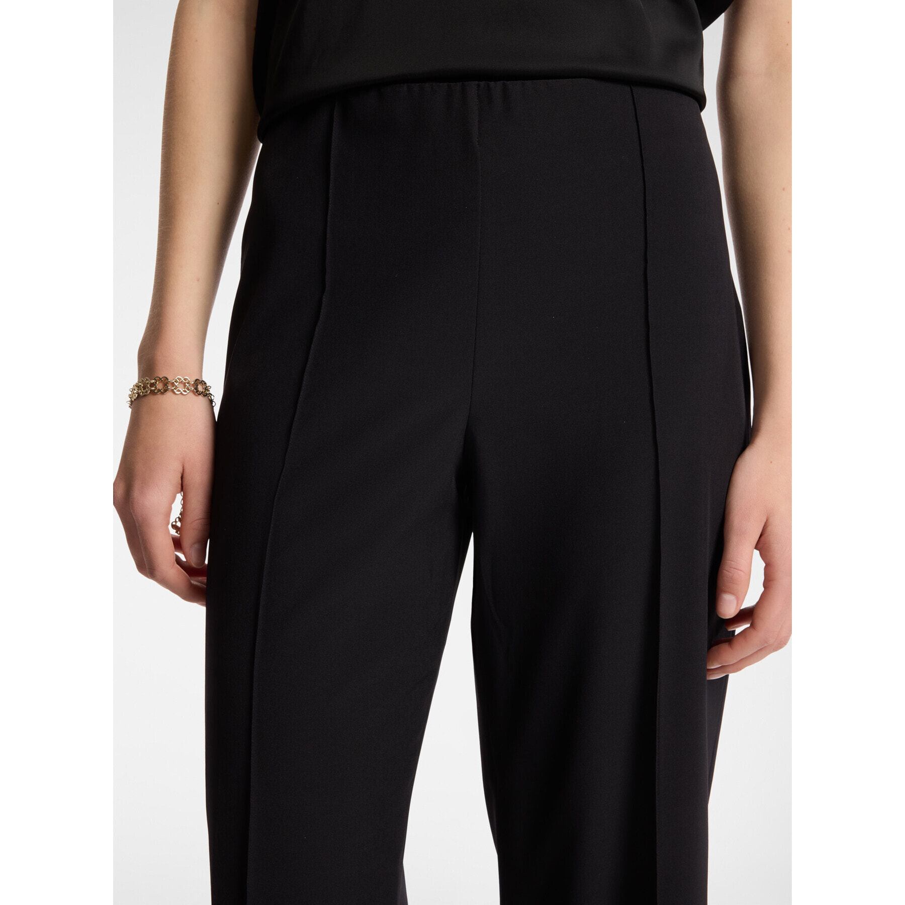 Elena Mirò - Pantaloni dritti in tessuto leggero - Nero