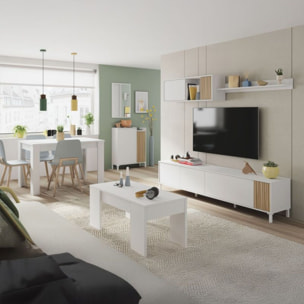 Pack salón con mesa de centro Nitza Plus V2 Blanco Artik (Blanco Mate) - Natur